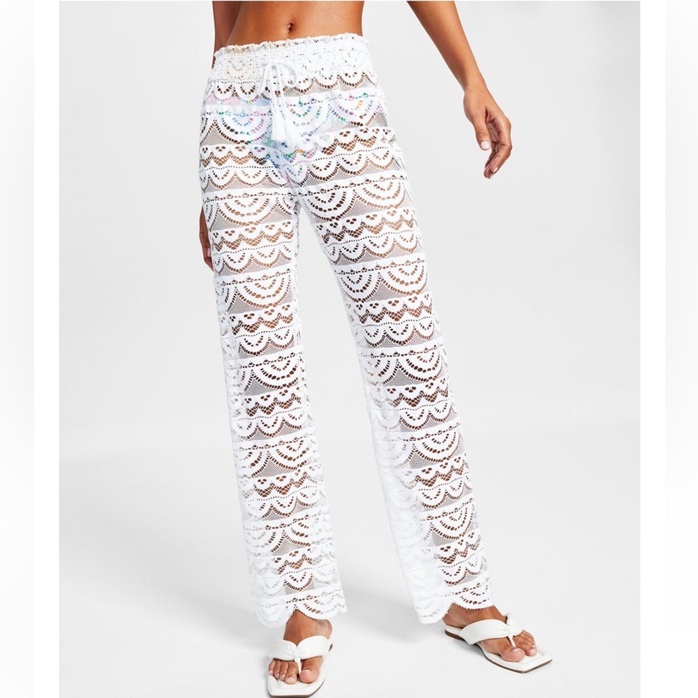 White Lace Crochet Pants